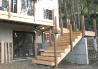 Exterior stairway up to the deck